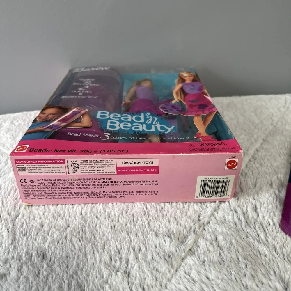 2001 Bead 'n Beauty‎ Glitzerperlen Barbie Puppe / 2 Outfits / Mattel 52745, NrfB